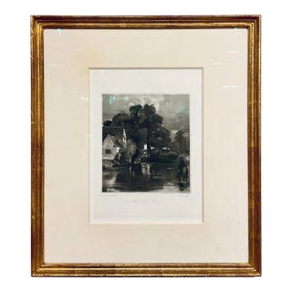 Antique Black and White Engraving Landscape of “Willy Lott’s House” by John Constable For Sale