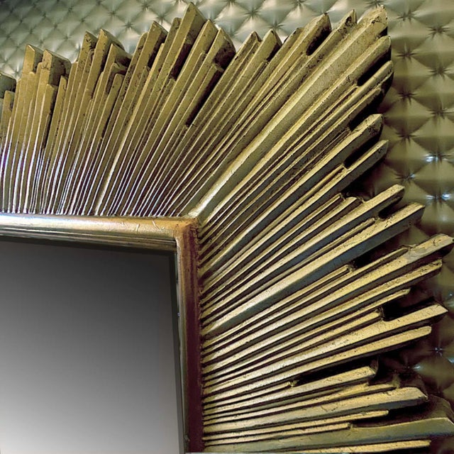 1980s Monumental Maitland-Smith Art Deco Inspired Gilt Sunburst Mirror 88" X 69" For Sale - Image 9 of 16