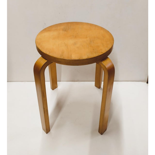 Wooden Stool attributed to Alvar Aalto, 1940s For Sale - Image 8 of 8