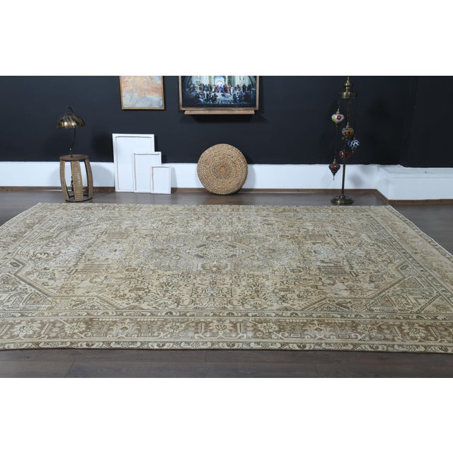 1970s Vintage Persian Handmade Wool Cotton Orange Area Rug For Sale - Image 11 of 11