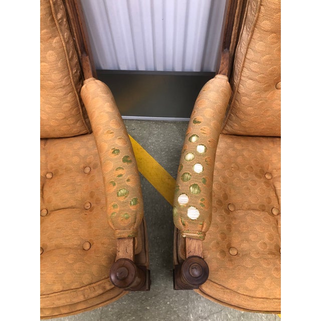 Wood 1960s Morganton (Drexel) "Barcelona" Mid-Century High-Back Lounge Chairs - A Pair For Sale - Image 7 of 16