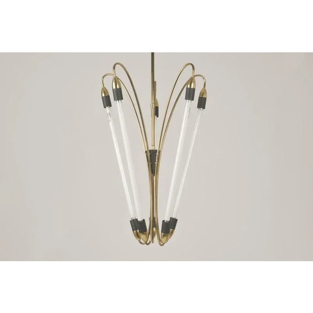 Neon and Brass Lamp, Germany, 1950s For Sale - Image 4 of 6