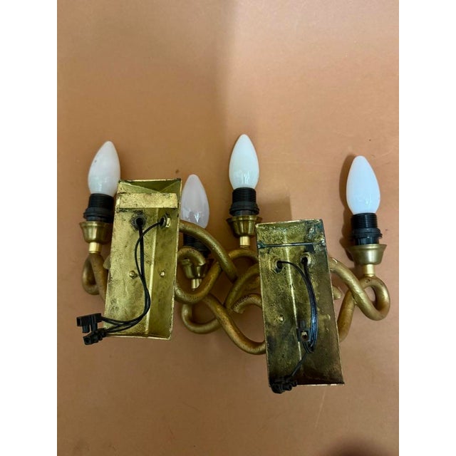 Gold Vintage Wall Lights, 1930s, Set of 2 For Sale - Image 8 of 10