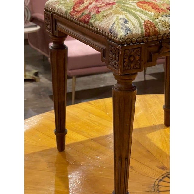 Brown 19th C. French Louis XVI Carved Oak Stool For Sale - Image 8 of 9