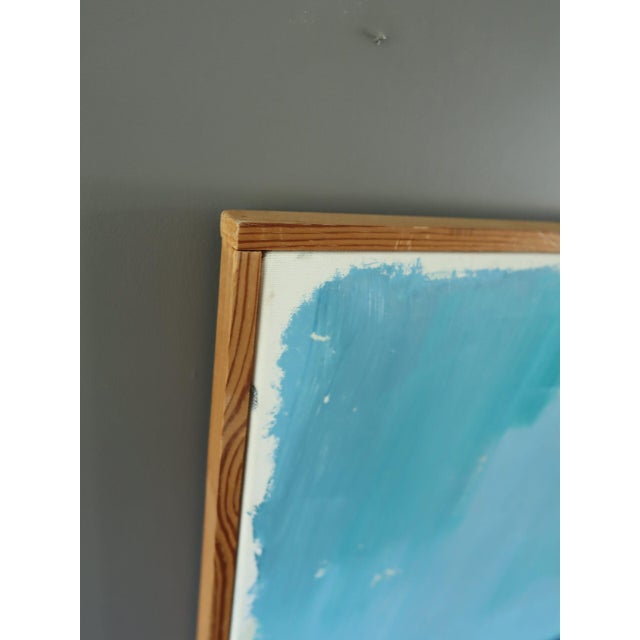 1973 Modernist 'Blue Divide' Vintage Swedish Original Abstract Landscape Oil Painting, Framed For Sale - Image 6 of 14