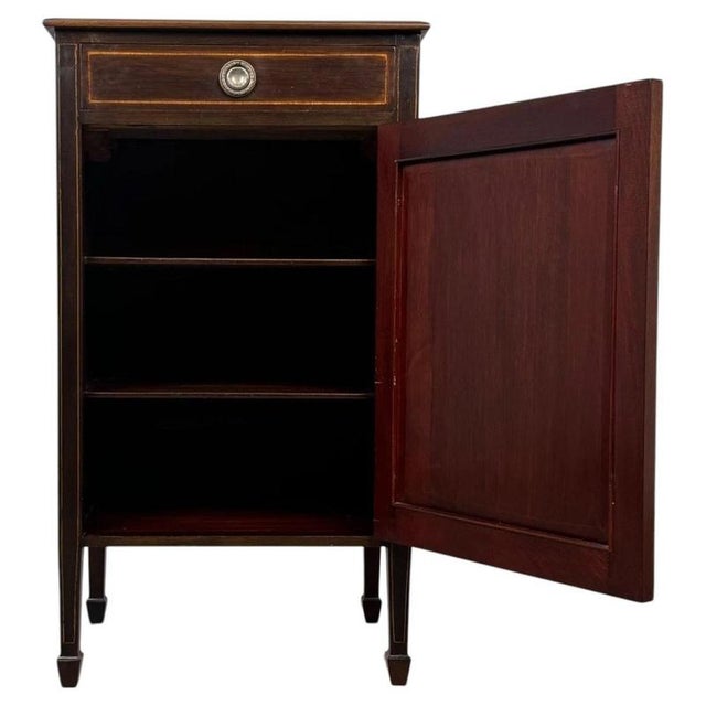 Brown Antique Early 20th Century English Inlaid Mahogany Cabinet For Sale - Image 8 of 13