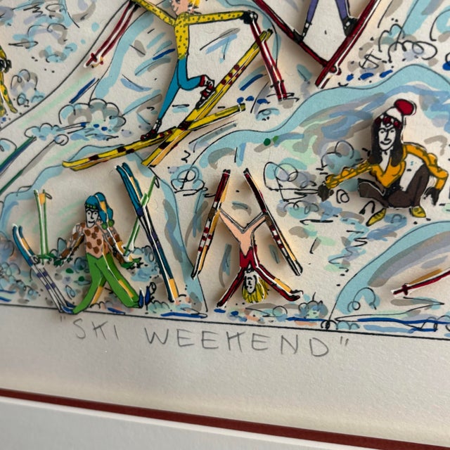 Paper Vintage James Rizzi “Ski Weekend” 3d Layered Serigraph Art Signed & Numbered 23/150 For Sale - Image 7 of 12