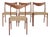 Mid-Century Modern Danish Dining Chairs with Paper Cord Seats by Arne Wahl Iversen, 1960s, Set of 4 For Sale
