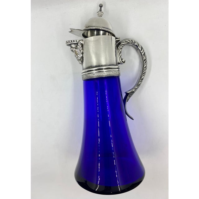 Austrian Vintage Cobalt Blue Glass Jug For Sale - Image 9 of 11