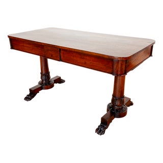 William IV Library Table in Rosewood and Mahogany, England, 1830s For Sale