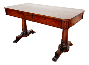 William IV Library Table in Rosewood and Mahogany, England, 1830s