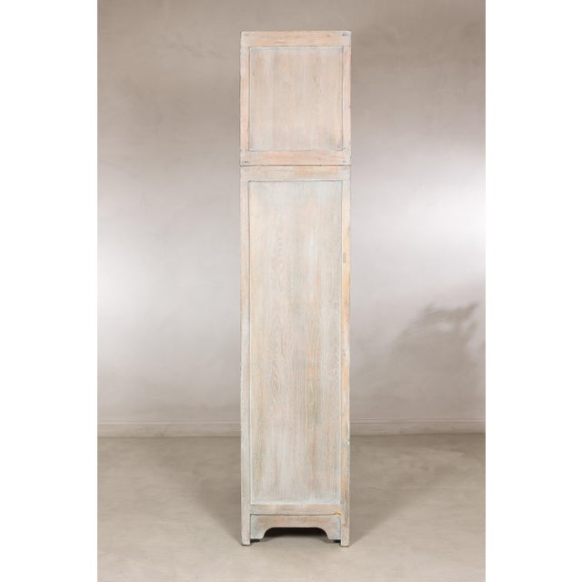 Mid 20th Century Vintage Chinese Whitewashed Elm Compound Cabinet, Mid-20th Century For Sale - Image 5 of 17