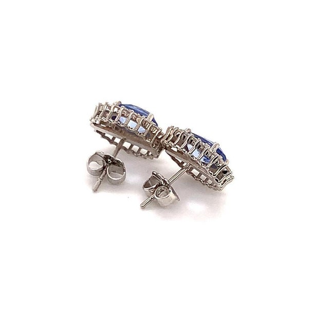 Diamond Sapphire Earrings 14k Gold 3.24 TCW Certified For Sale - Image 4 of 18