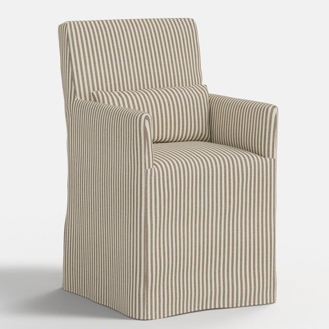 Spritely Home Slipcover for Stoffer Home x Cloth & Company for Lindy Slipcover Dining Armchair in Jane Stripe Burlap For Sale - Image 4 of 8