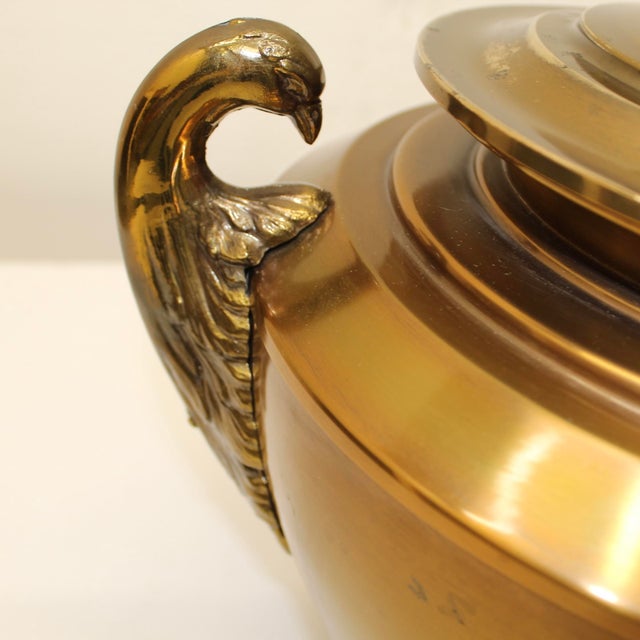 Mid-Century Modern Brass Swan Ginger Jar Table Lamp For Sale - Image 3 of 6