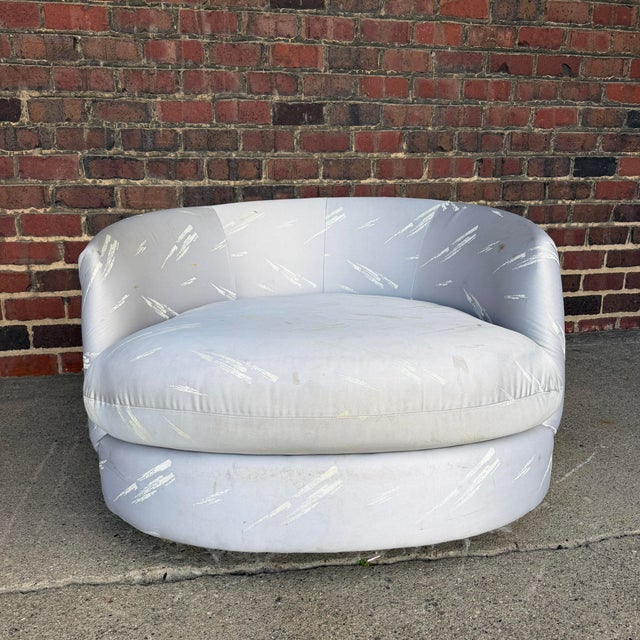 Textile Milo Baughman? Swivel Lounge Chair Chaise For Sale - Image 7 of 10