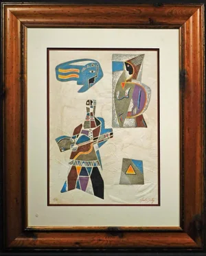 Neal Doty" Flash Back Doors" Mix Media on Paper Hs #4 Artwork Custom Framed