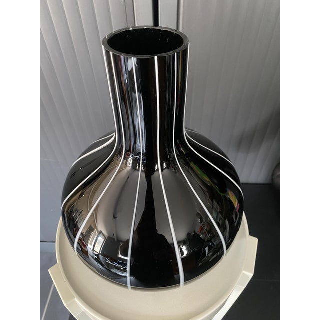 Vintage Black Glass Vase with White Trim, 1950s For Sale - Image 12 of 17