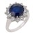 Vintage Gia 4.00 Carat Sapphire Diamond 18k White Gold Cluster Ring, Size 5 For Sale