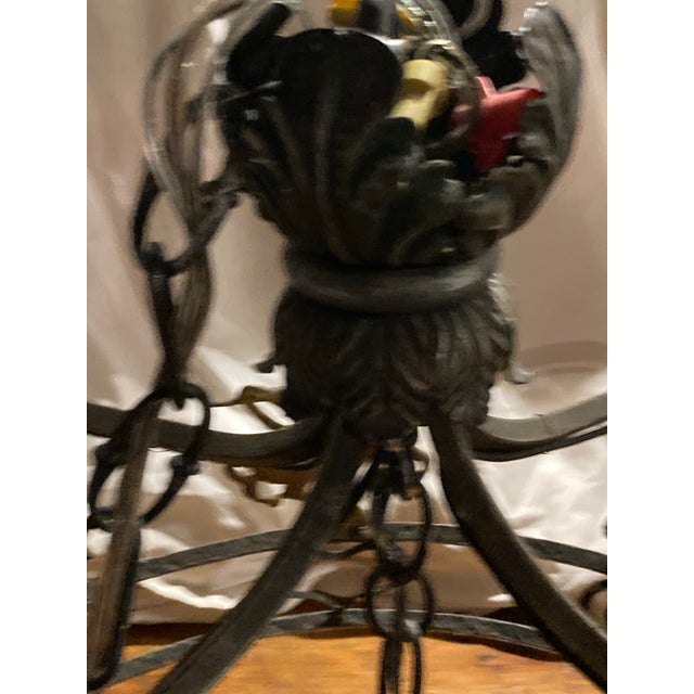 Early 20th Century Early 20th Century European French/English Country Style Iron Chandelier With Brass Animals For Sale - Image 5 of 12