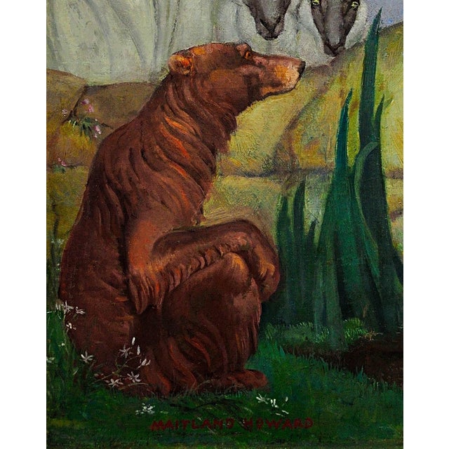 Green Margaret Maitland Howard, Pan, God of Nature, Playing Panpipes, 1930s, Oil Painting, Framed For Sale - Image 8 of 18