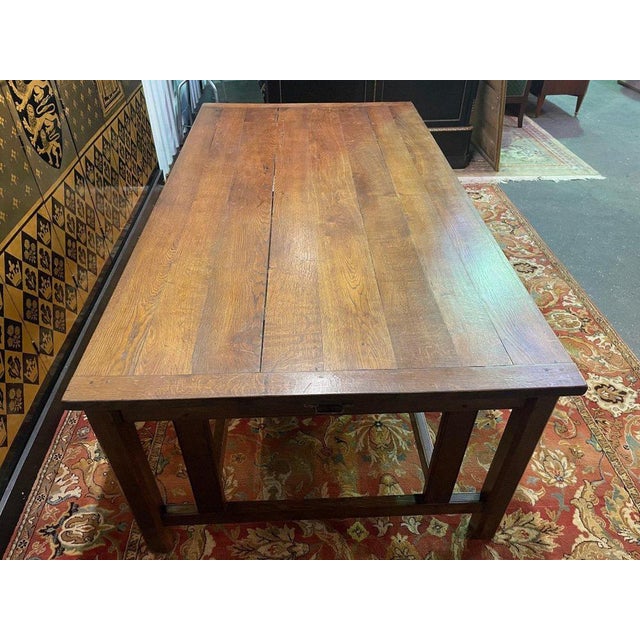 Oak Farmhouse Table For Sale - Image 3 of 8