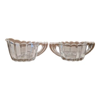 Vintage Heisey Crystolite Depression Glass Sugar & Creamer Set For Sale
