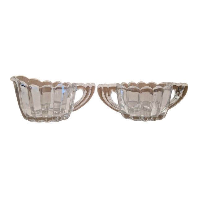 Vintage Heisey Crystolite Depression Glass Sugar & Creamer Set For Sale