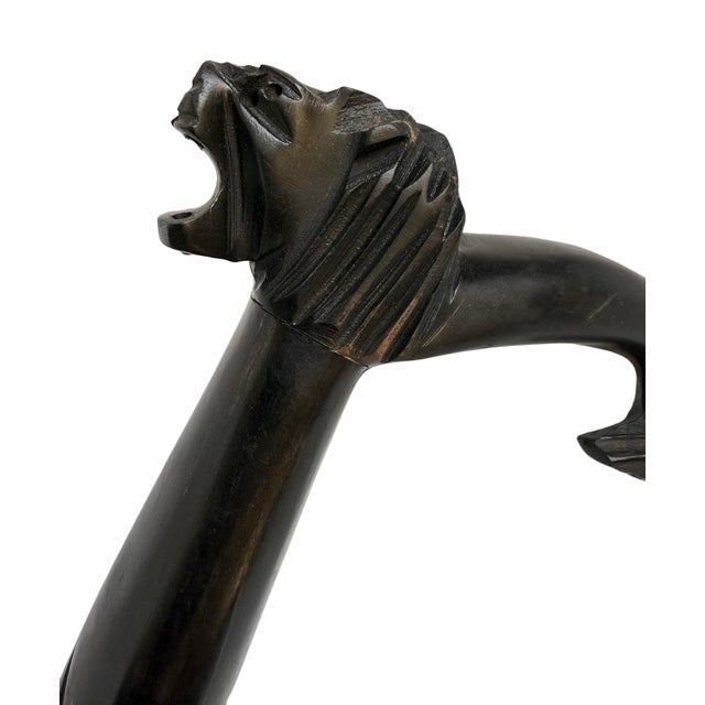 Mid 20th Century Vintage Black Lion Wood Cane For Sale - Image 5 of 6