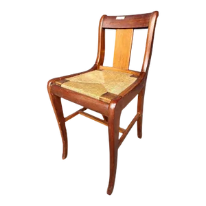 Mid 20th Century Antique Duncan Phyfe Regency Style Accent Side Chair With Rush Seat