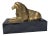 Vintage Lion Statue Brass on Marble Base For Sale