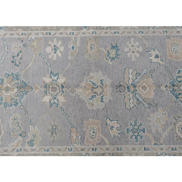 Early 21st Century Turkish Oushak Rug Gray, Blue, Beige & Cream Handwoven Wool Rug 5'1" X 7'2" For Sale - Image 5 of 11