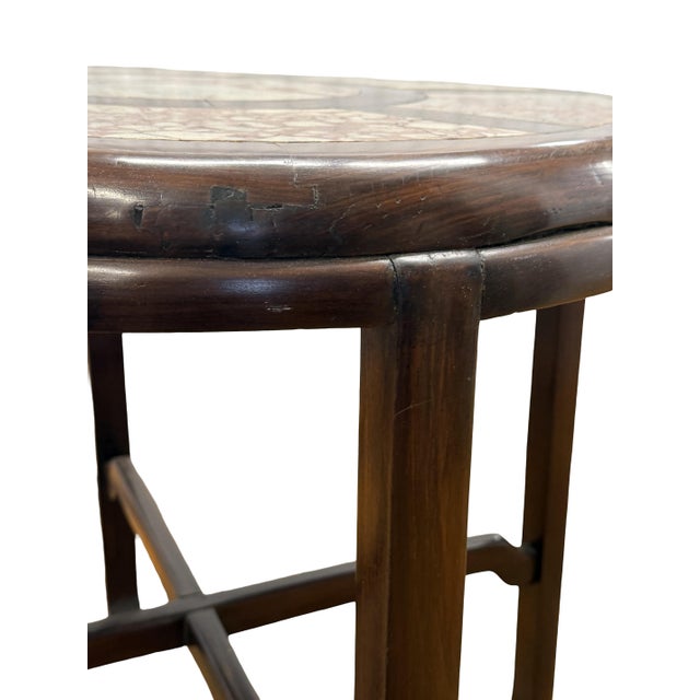 Early 20th Century Early 20th Century Old Shanghai Style Hongmu and Marble Round Table For Sale - Image 5 of 6