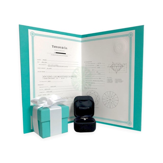 Tiffany & Co. Platinum .28 Ct I Vvs1 Round Diamond Solitaire Engagement Ring, Size 4 For Sale - Image 9 of 12