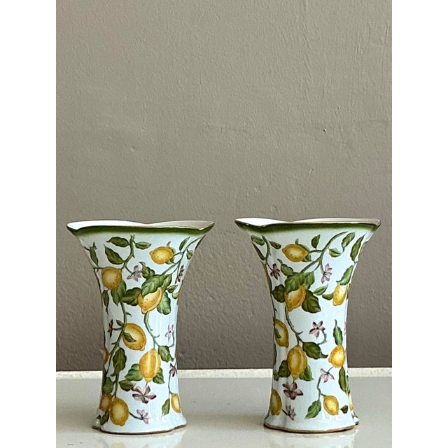 Vintage Regency Lemon Branch Cache Pots - A Pair For Sale - Image 4 of 5