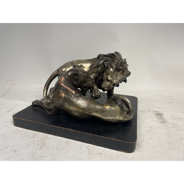 Beautiful Liberty Silver Sculpture from the 1920s, Made in Italy. The work created by C. Ganci represents a fight between...