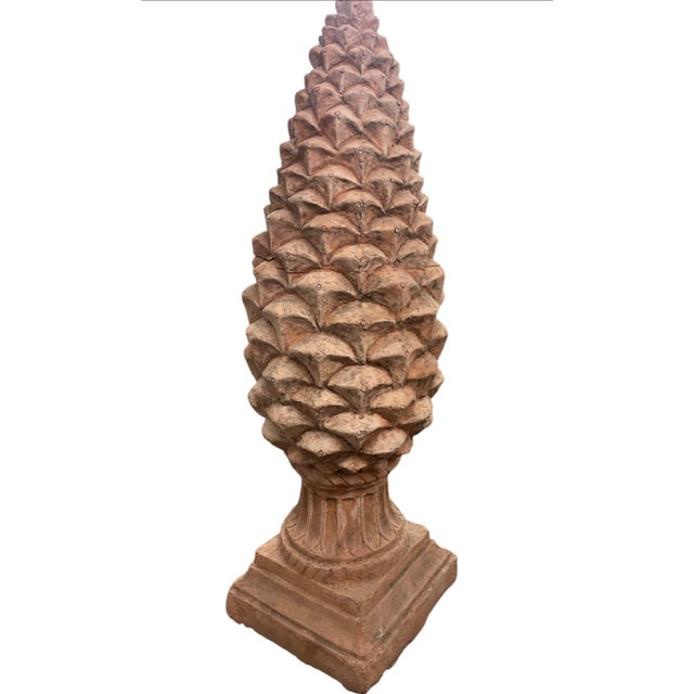 Vintage Tuscan-Style Terracotta Pinecone Finial Statue For Sale - Image 4 of 12