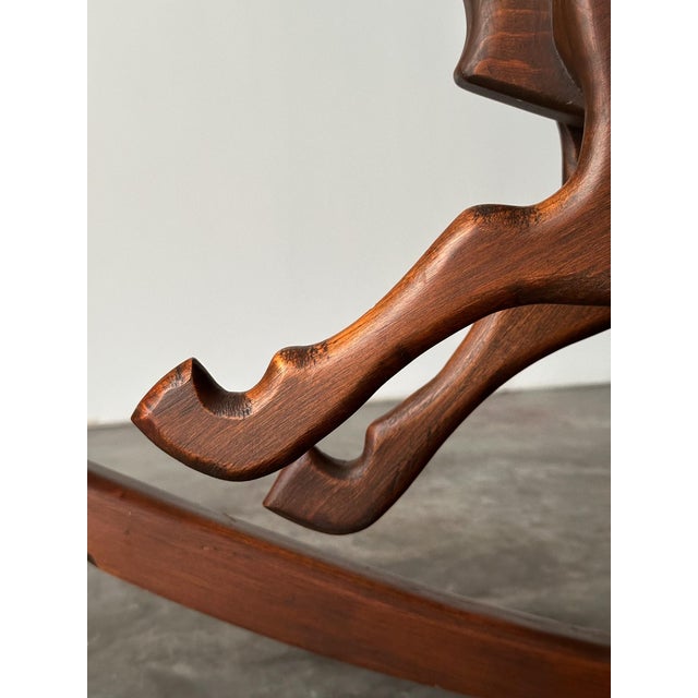 Handcrafted Mid 20th Century Sculptural Pine Rocking Horse For Sale - Image 12 of 18