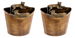 Ice Buckets in Bronze Patinated Metal, Set of 2