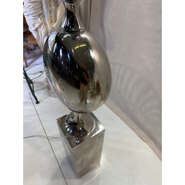 Metal 1960s Philippe Barbier Nickel and Chrome Floor Lamp For Sale - Image 7 of 11