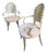 Late 20th Century Hollywood Regency Silver Leaf Shell Back Armchairs in Brunschwig & Fils Velvet – Pair For Sale