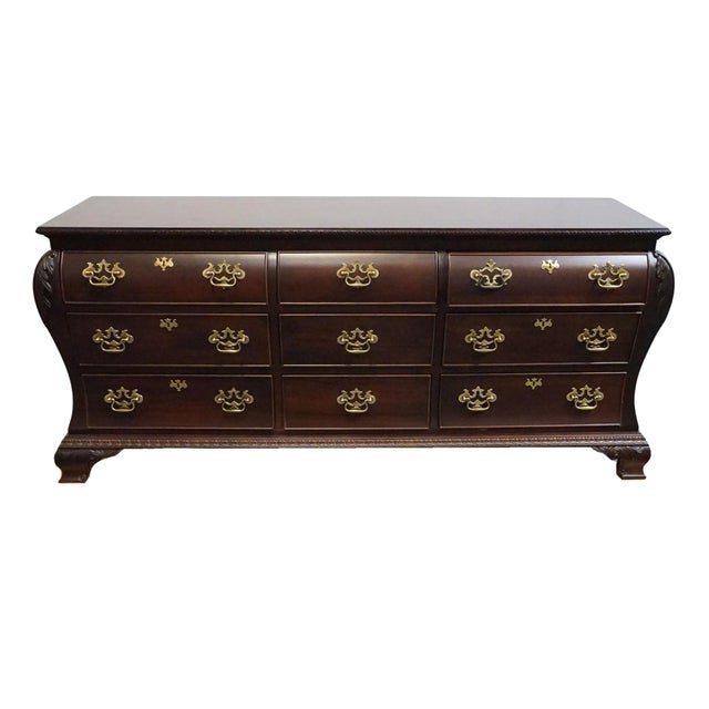 Traditional Century Furniture Claridge Collection Solid Mahogany Traditional Style 76" Bombe Triple Dresser For Sale - Image 3 of 12