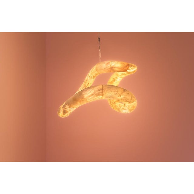 Aqua Fossil Light IV Pendant Lamp in Alabaster by Amarist Studio For Sale - Image 12 of 15