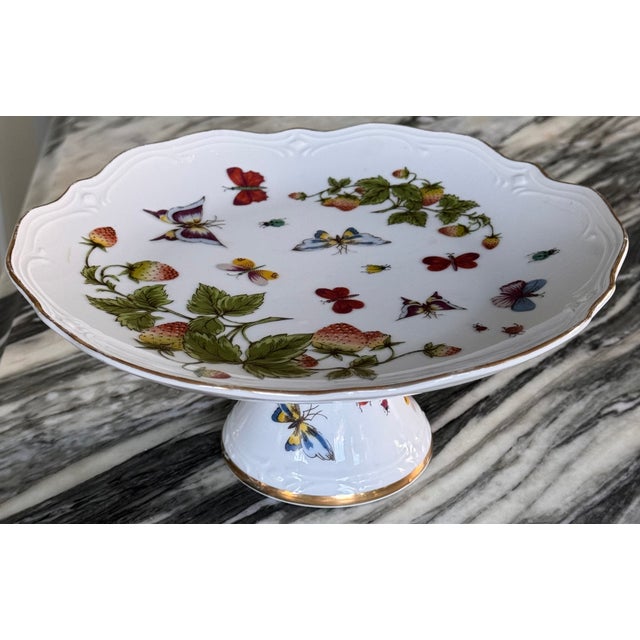 English Vintage Royal Crown 'Spring Time' Strawberry & Butterfly Motif Cake Plate For Sale - Image 3 of 10