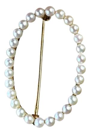 18th Century Estate Oval Pearl Pin in Yellow Gold