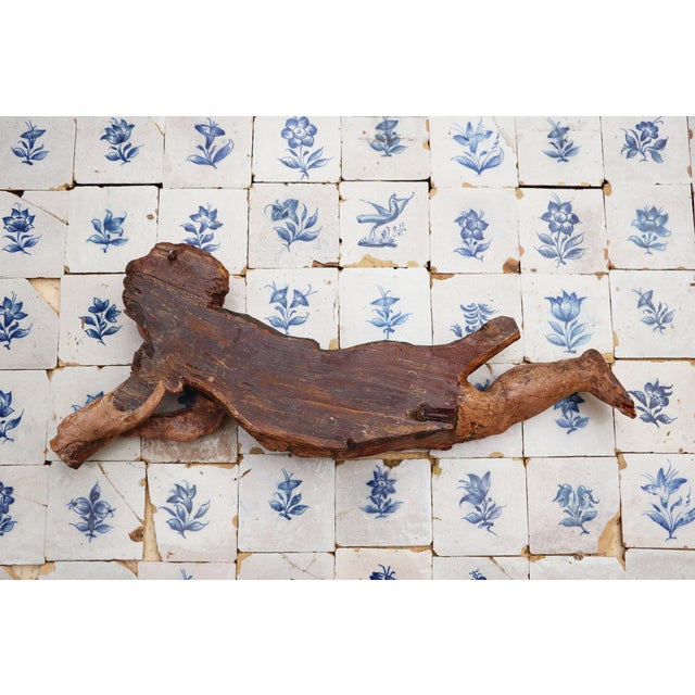 Antique Cherub Musician Playing a Golden Bugle, 18th Century, Portuguese For Sale - Image 13 of 14