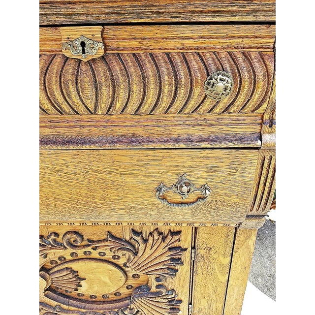 Brown Late 19th Century Oak Buffet Sideboard Server For Sale - Image 8 of 10