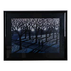 James Talmadge "Winter Trees in Park" One of a Kind Framed & Matted Original Painting in Very Good + Overall Condition