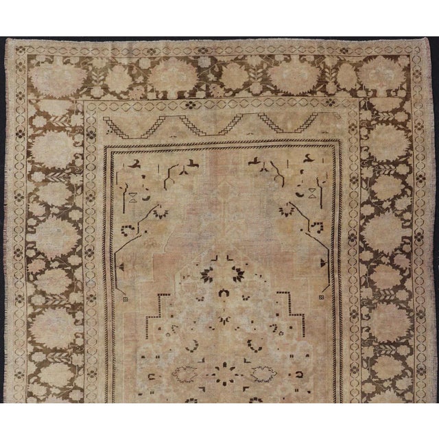 Vintage Oushak Rug with Muted Neutral Colors in Tan, taupe, Beige, Gray & Brown Rug/, vintage Oushak, vintage Turkish rug...