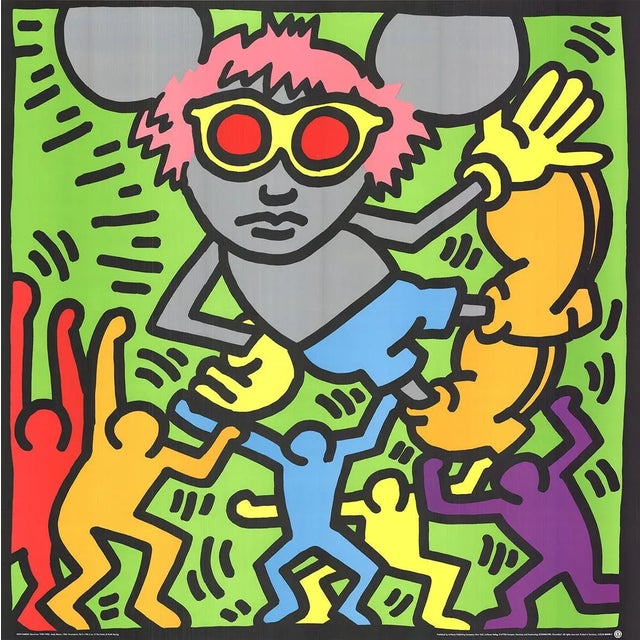 1980s 1989 Keith Haring 'Andy Mouse' Pop Art Black, Blue, Orange, Gray, Green Germany Serigraph For Sale - Image 5 of 5